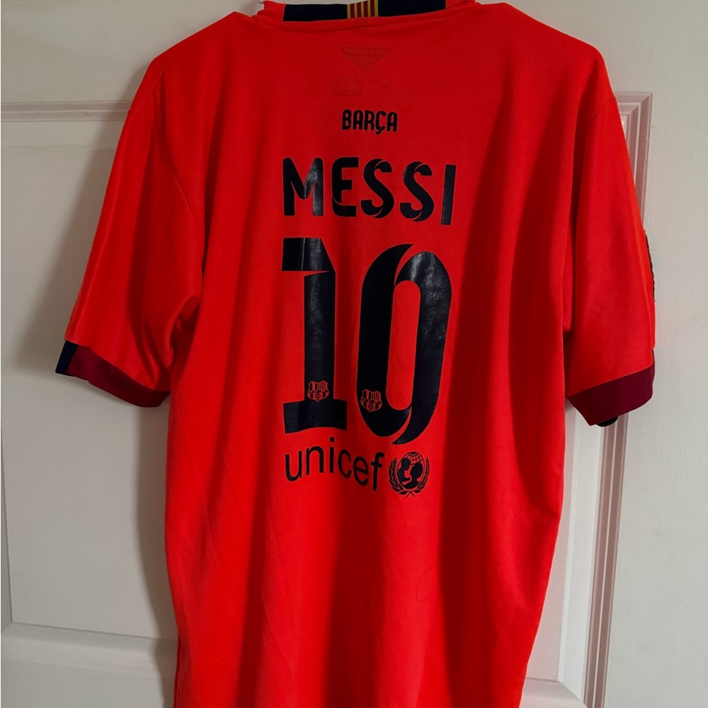 Messi jersey Bright Red FCB Soccer Jersey
